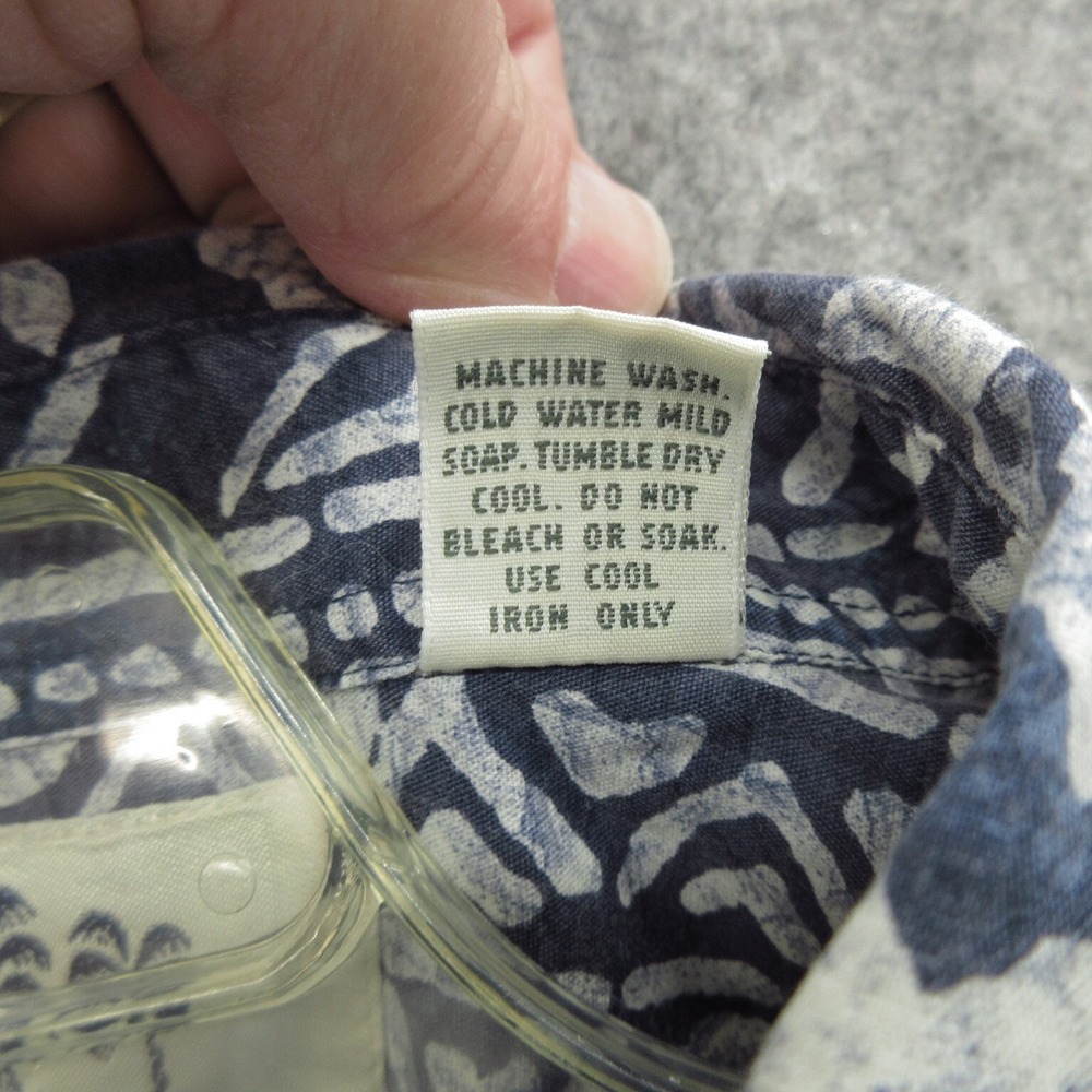 Pau Hana Men Button Up Hawaiian Shirt Size Large Blue Floral Cotton Short Sleeve - Picture 4 of 10